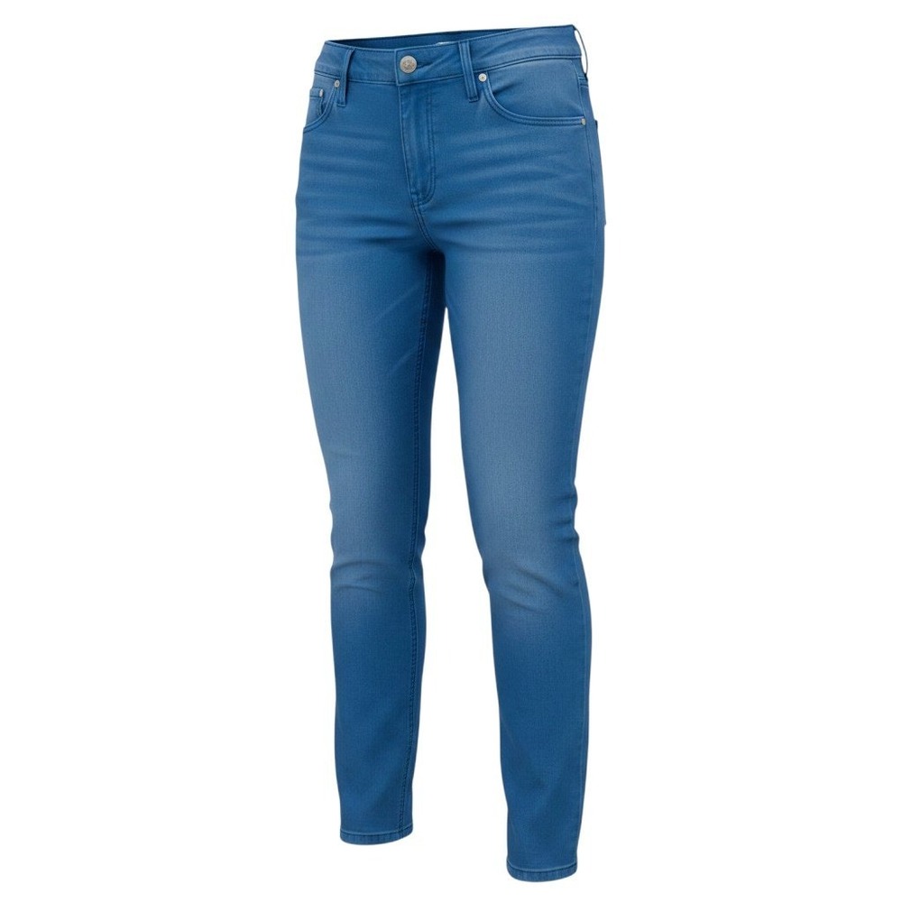 LOFT Jeans Curvy Straight Bright Blue Mid Rise Stretch Denim EUC Casual Chic